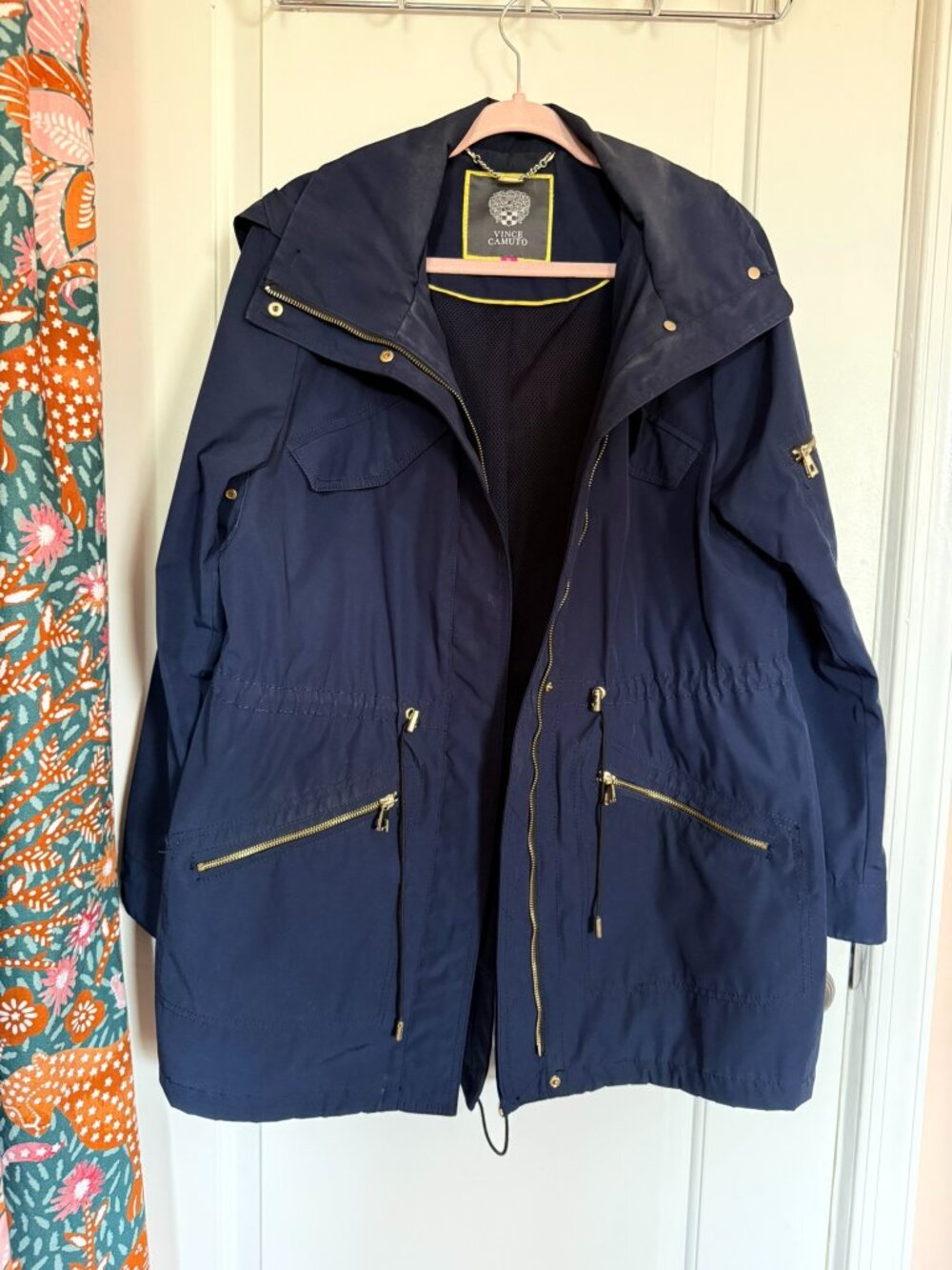 Vince Camuto Navy Blue Anorak Rain Jacket Coat